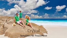  Presentation with old couple - Amazing presentation design having family-sitting-on-rock backdrop and a coral colored foreground