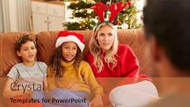  Presentation with game - Slide deck enhanced with sofa playing game of charade background and a coral colored foreground