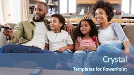  Presentation with lounge - Slide deck enhanced with family sitting on sofa background and a ocean colored foreground