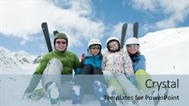  Presentation with ski - Slide deck featuring family ski snow and fun background and a light blue colored foreground