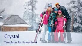  Presentation with snow day - Presentation with family ski sun and fun background and a sky blue colored foreground