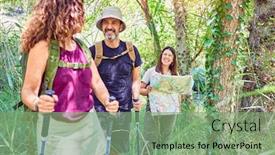  Presentation with hiking - Beautiful slides featuring family-smiling-happy-hiking backdrop and a seafoam green colored foreground