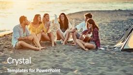  Presentation with guitar - Colorful PPT theme enhanced with group of friends with guitar backdrop and a gray colored foreground