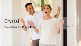  Presentation with happy hour is the best - Slide set featuring family sorprise - happy mid age man surprising background and a lemonade colored foreground