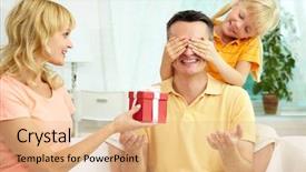  Presentation with close up baby girl knitted - Beautiful slides featuring family sorprise - portrait of cute girl closing backdrop and a coral colored foreground