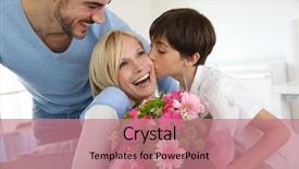  Presentation with father - Amazing slide deck having family sorprise - young boy with father celebrating backdrop and a coral colored foreground