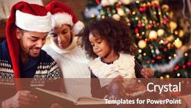  Presentation with fairytales - Cool new PPT theme with family spending christmas time together daddy reading fairytales backdrop and a tawny brown colored foreground