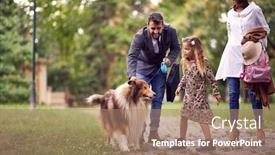  Presentation with dog park - Audience pleasing PPT theme consisting of family-spending-leisure-time-together backdrop and a coral colored foreground