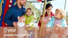  Presentation with standing sitting - Slide deck having little girls sitting on carousel background and a coral colored foreground