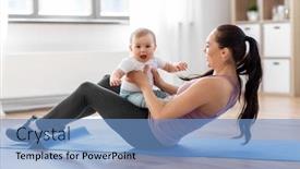  Presentation with motherhood - Presentation design featuring family-sport-and-motherhood-concept background and a teal colored foreground