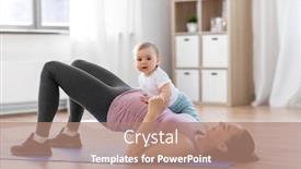  Presentation with motherhood - Presentation consisting of family-sport-and-motherhood-concept background and a coral colored foreground