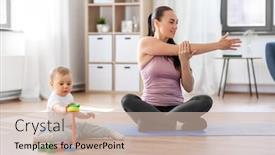  Presentation with motherhood - Presentation enhanced with family-sport-and-motherhood-concept background and a soft green colored foreground