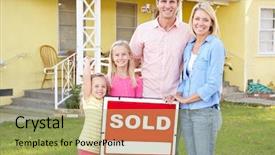  Presentation with family prayer jesus - Theme having family standing by sold sign background and a  colored foreground