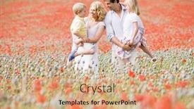  Presentation with poppy - Theme featuring family standing in poppy field background and a coral colored foreground