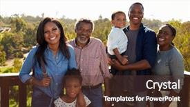  Presentation with multi - Slide set enhanced with family standing on outdoor observation background and a tawny brown colored foreground