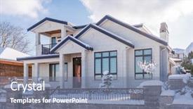  Presentation with veterans forces moving house american - Presentation theme with family structure - typical american house in winter background and a gray colored foreground