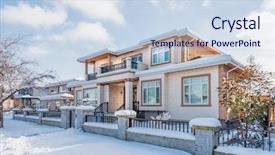  Presentation with snow - Cool new theme with family structure - typical american house in winter backdrop and a sky blue colored foreground