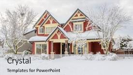  Presentation with snow - PPT theme having family structure - typical american house in winter background and a white colored foreground