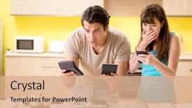  Presentation with personal - Theme enhanced with family struggling with personal finance background and a coral colored foreground