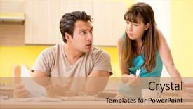  Presentation with personal - Beautiful presentation theme featuring family struggling with personal finance backdrop and a coral colored foreground