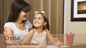 Presentation with working mother - PPT theme consisting of family studies - hispanic mother helping daughter making background and a  colored foreground