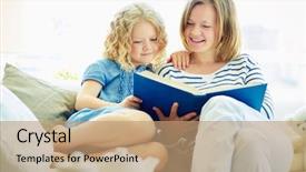  Presentation with child girl reading a book - Amazing presentation theme having family studies - portrait of cute girl backdrop and a  colored foreground