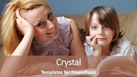  Presentation with mother son flowers - Cool new PPT theme with family studies - young mother read book backdrop and a  colored foreground