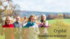  Presentation with kite - Colorful presentation enhanced with family take walk in autumn forest flying kite backdrop and a yellow colored foreground