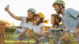  Presentation with bike - Slides with family-taking-a-selfie background and a coral colored foreground