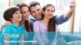  Presentation with memory book family photo album - Slide set consisting of family taking photo of themselves background and a  colored foreground