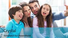  Presentation with family photo - Theme enhanced with family taking photo of themselves background and a  colored foreground