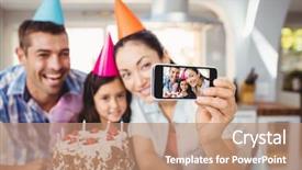  Presentation with doctor taking care of family - Colorful slide set enhanced with family taking selfie during birthday backdrop and a coral colored foreground