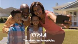  Presentation with mobile home - Cool new theme with family taking selfie with mobile backdrop and a tawny brown colored foreground