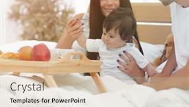  Presentation with breakfast - Colorful slide deck enhanced with family taking the breakfast on the bed in the bedroom backdrop and a lemonade colored foreground