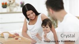  Presentation with breakfast - Beautiful slides featuring family taking the breakfast on the bed in the bedroom backdrop and a coral colored foreground