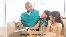  Presentation with family talking - Audience pleasing PPT theme consisting of family talking at home happy backdrop and a coral colored foreground