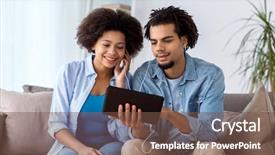  Presentation with computer music - Audience pleasing slide set consisting of family technology internet and people backdrop and a tawny brown colored foreground