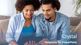  Presentation with computer music - Amazing slide deck having family technology internet and people backdrop and a ocean colored foreground