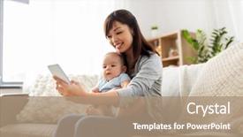  Presentation with happy baby - Audience pleasing slides consisting of family technology and motherhood concept backdrop and a coral colored foreground