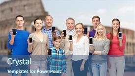  Presentation with family tourism - PPT theme with family technology travel and tourism background and a  colored foreground