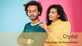  Presentation with beautiful young woman getting face - Cool new PPT layouts with family therapy - beautiful african young woman talking backdrop and a yellow colored foreground