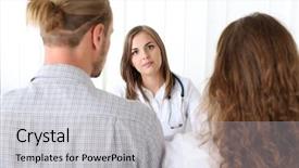  Presentation with family therapy - Presentation theme with family therapy - doctor and young couple patients background and a light gray colored foreground