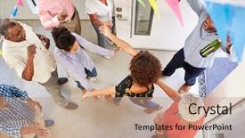  Presentation with generation - Cool new slide set with family throwing a surprise party backdrop and a coral colored foreground