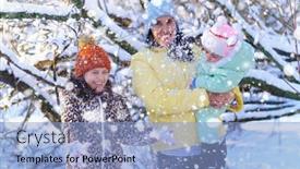  Presentation with winter family - Colorful slides enhanced with family-throwing-snow backdrop and a light blue colored foreground