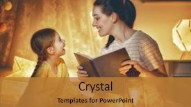  Presentation with daughter mother - Theme enhanced with family time pretty young mother background and a gold colored foreground