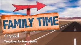  Presentation with family time fishing - Audience pleasing PPT theme consisting of family time sign with road backdrop and a red colored foreground