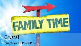  Presentation with free family - Slide set with family time sign with sky background and a light blue colored foreground