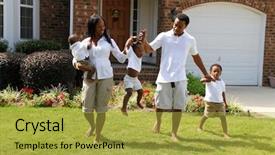  Presentation with ownership - Theme with family together outside their home background and a yellow colored foreground