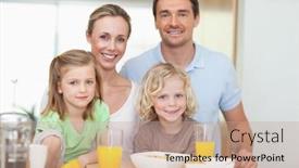  Presentation with healthy breakfast - PPT layouts having it is mine happy handsome man standing with big long loaf sandwich on isolated white background background and a gray colored foreground
