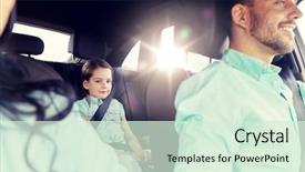  Presentation with safety transport - Audience pleasing slide set consisting of family transport safety road trip backdrop and a soft green colored foreground